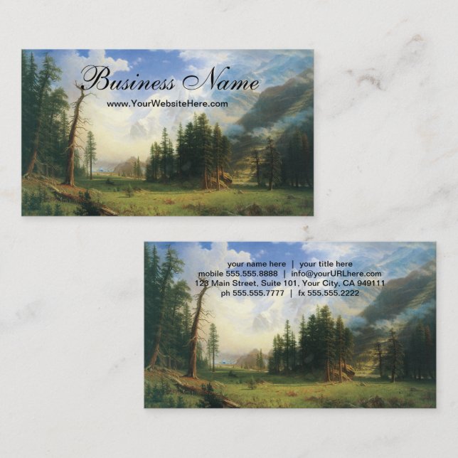 Berglandskap, Bierstadt, Hudson River School Visitkort (Fram/baksida)