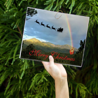 Berglandskap Santa jul regnbåge present Kort