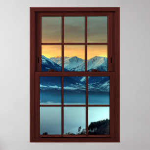 Bergningsvy 1 av 3 för Cherry Wood Bild Window Poster