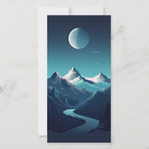 Bergs- och måne-design tack kort