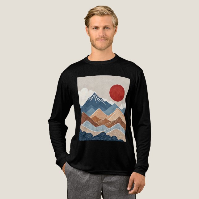 Bergs Solnedgång Skönhet T Shirt (Hel framsida)