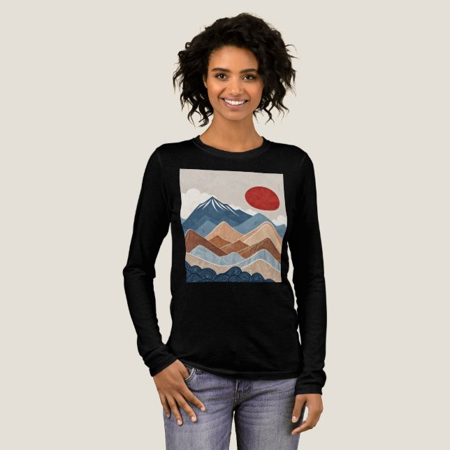 Bergs solnedgångs skönhet t shirt (Hel framsida)