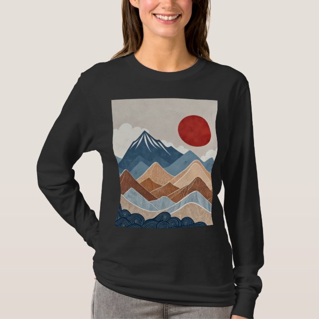 Bergs solnedgångssköhet t shirt (Framsida)