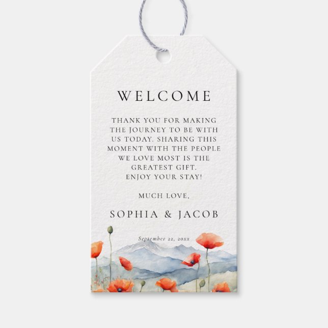 Bergsäng Sommarmalvor Romantiskt Bröllop Presentetikett (Framsidan)