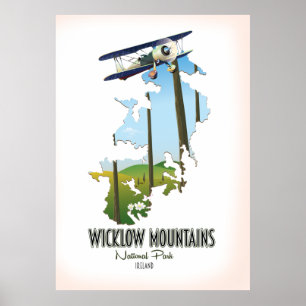 bergsbergen vid nationalparken Irland och karta Poster