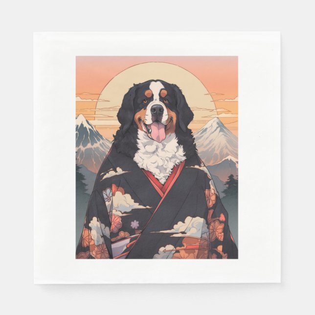 Bergsberget Fuji, Bernese Mountain Hund Pappersservett (Framsidan)