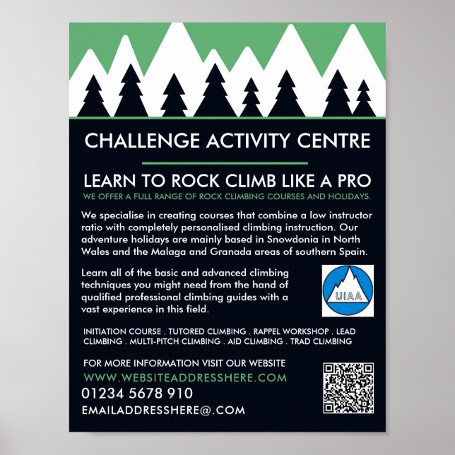 Bergsbesättning, vandring och klättring, Äventyr Poster (Framsidan)