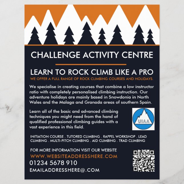 Bergsbesättning, vandring och klättring, Äventyr Reklamblad (Framsidan)