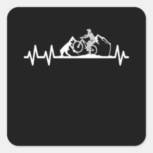 Bergsbike Älskare Heartslag Pulse Cyclist Fyrkantigt Klistermärke