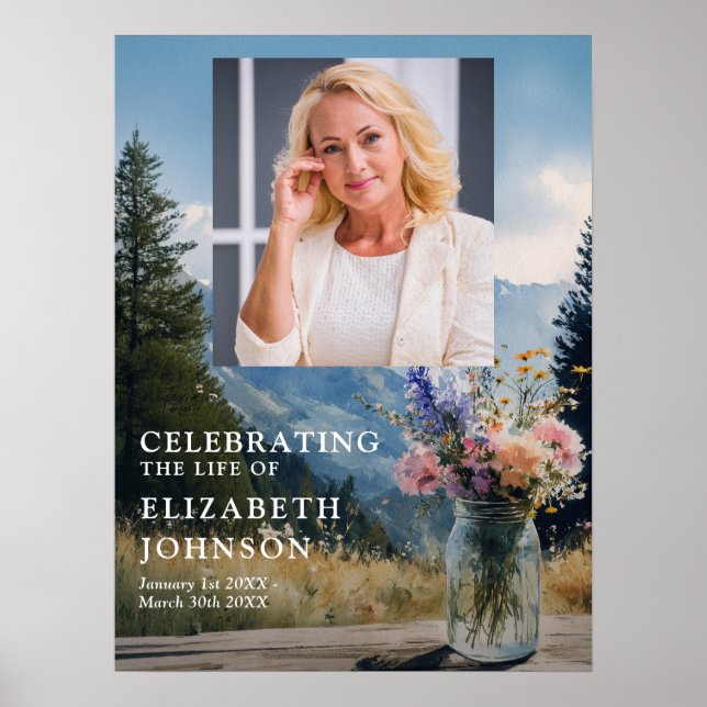Bergsblommig Livs firande välkomstskylt Poster (Framsidan)