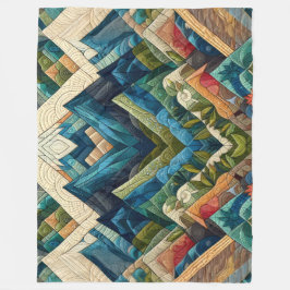 Bergscen i Teckning med Abstrakt Fleecefilt