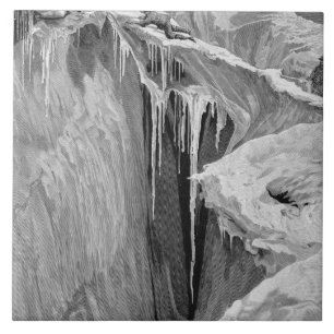 Bergschrunden på bucklan Blanche i 1865, från Kakelplatta
