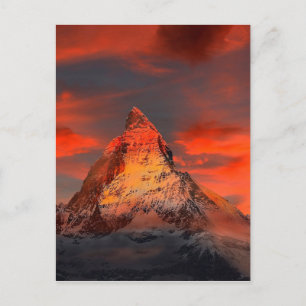 BergSchweitz Matterhorn Zermatt röd himmel Vykort