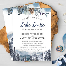 Bergsdestination, Vattenfärg Skog Bröllop Inbjudningar