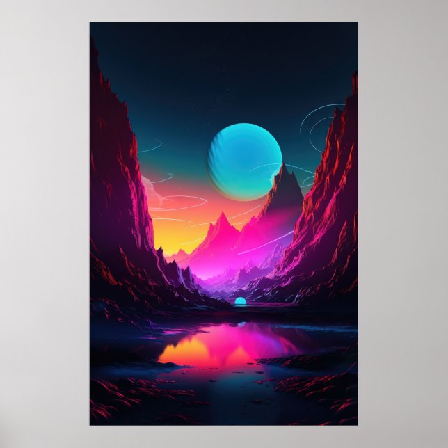 Bergsglöd: Synthwave Vibes i Alperna Serenity Poster (Framsidan)
