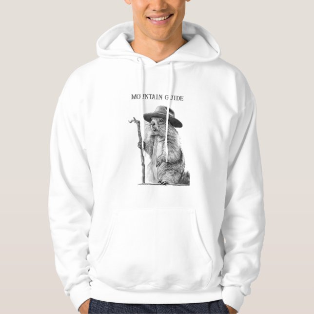 Bergsguide - Whimsical marmot design Hoodie (Framsida)