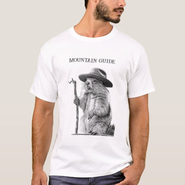 Bergsguide - Whimsical marmot design T Shirt (Framsida)