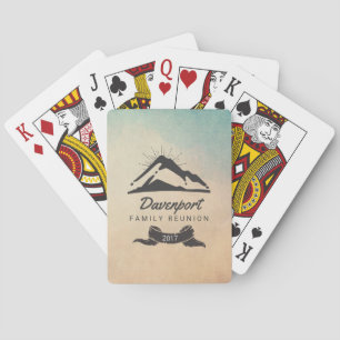 Bergsillustration med Sol Rays familjeåterförening Casinokort