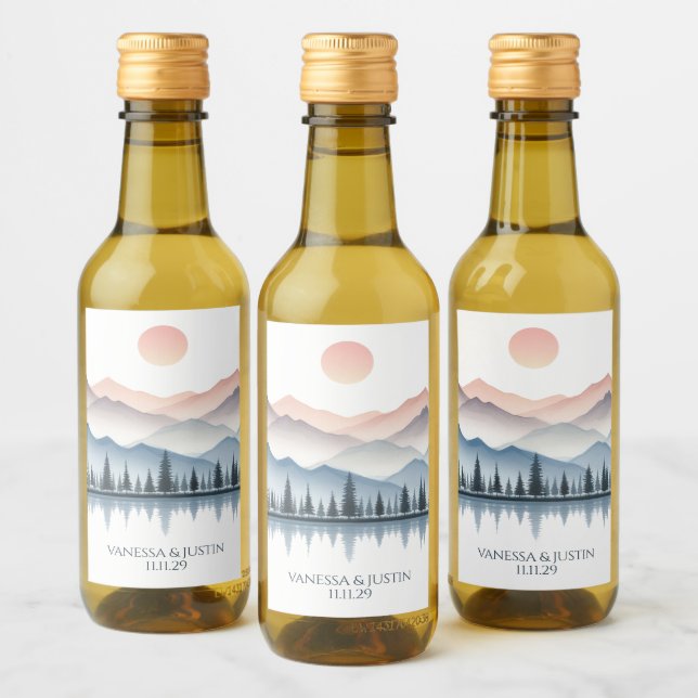 Bergsjösbröllop Vinetikett (Flaskor)