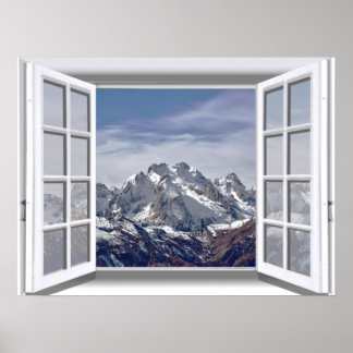 Bergskapets fogfönster 3D i snö Poster