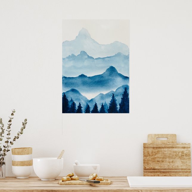 Bergskapets vattenfärgsmiljö poster (Kök)
