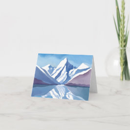Bergskedja | Blått akvarell-landskap Kort