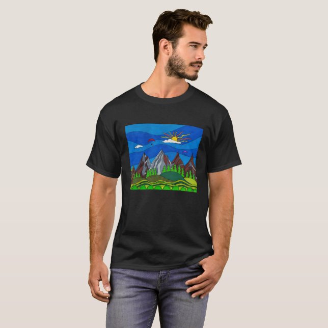 Bergskjorta för konsthantskjorta t shirt (Hel framsida)
