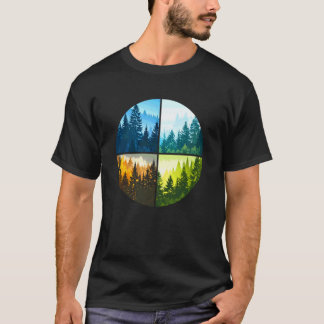 Bergskogs Träd Natur Grafisk Utomhus Vandring T Shirt