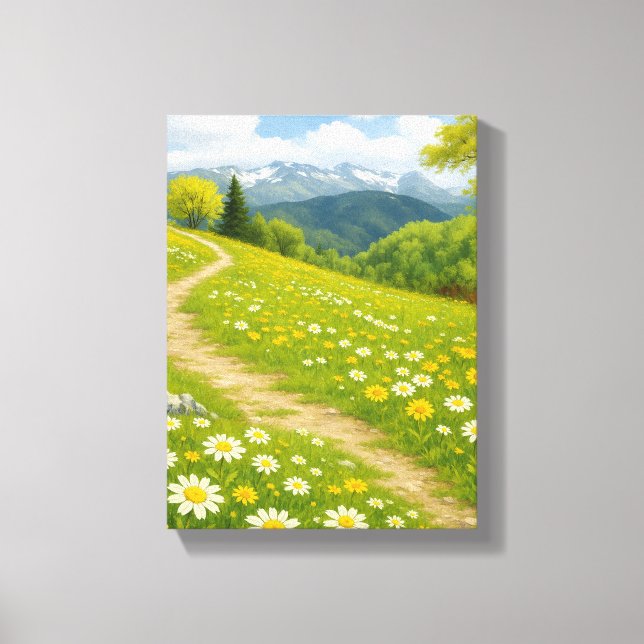 Bergskugga Väg med Vår Daisys Art Canvastryck (Framsida)