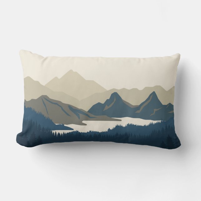 Bergslandschaft på kvällen lumbarkudde (Framsida)