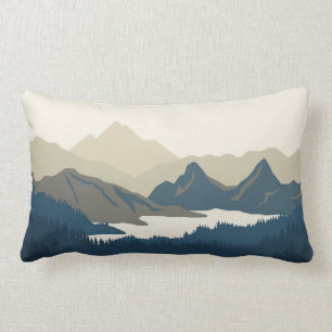 Bergslandschaft på kvällen lumbarkudde