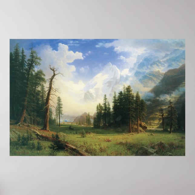 Bergslandskap av Albert Bierstadt Poster (Framsidan)