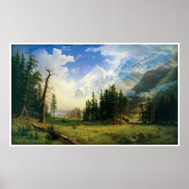 Bergslandskap av Albert Bierstadt Poster (Framsidan)