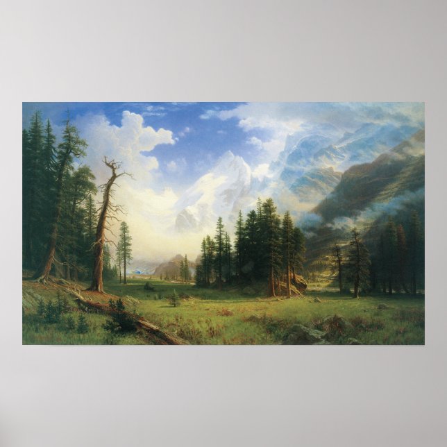 Bergslandskap av Albert Bierstadt Poster (Framsidan)
