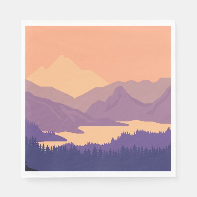 Bergslandskap på morgonen pappersservett (Framsidan)