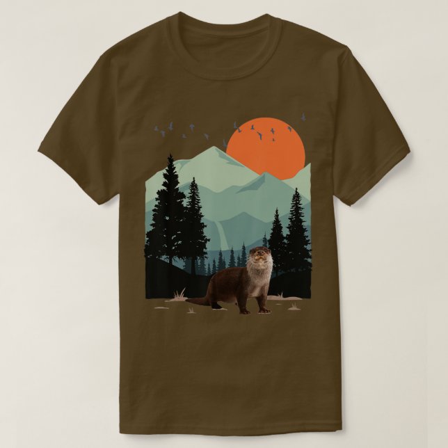 Bergslandskapet Äventyr Sunset Gräs Träd Sea T Shirt (Design framsida)