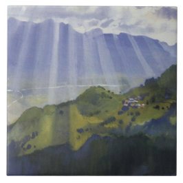 Bergslandskapet i Schweiz (Serebriakova) Kakelplatta