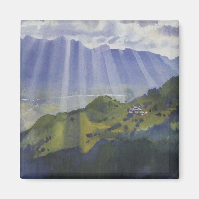 Bergslandskapet i Schweiz (Serebriakova) Magnet (Framsidan)