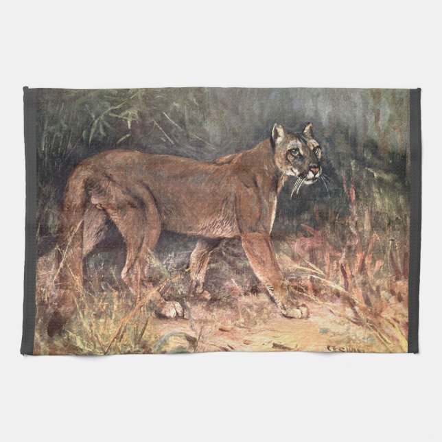 Bergslon, Puma eller Cougar av CE Swan Kökshandduk (Horisontell)