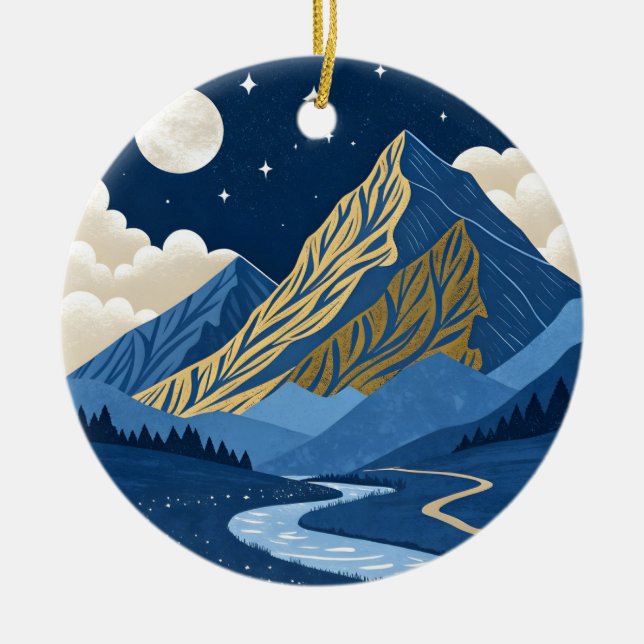Bergsmånlysa Julgransprydnad Keramik (Framsidan)