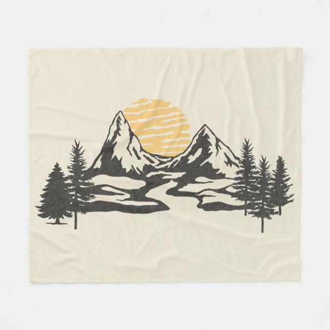 Bergsolnedgång Fleecefilt (Framsidan (Horisontell))