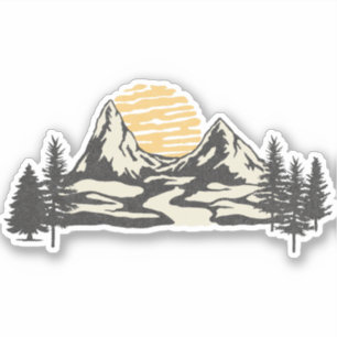 Bergsolnedgång Klistermärken