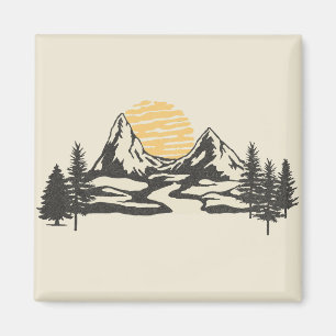Bergsolnedgång Magnet