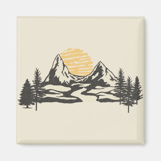 Bergsolnedgång Magnet (Framsidan)