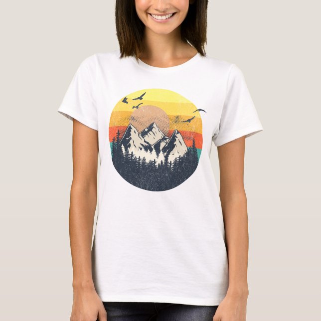 Bergsolnedgång T Shirt (Framsida)