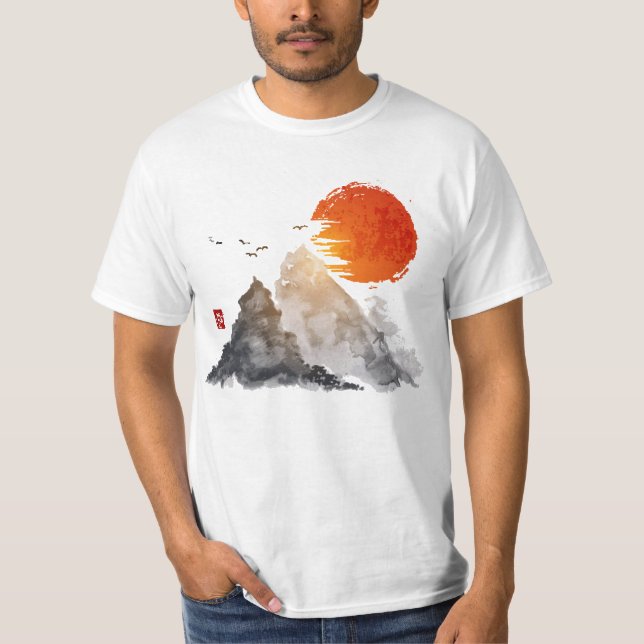 BergsolnedgångT-tröja T Shirt (Framsida)
