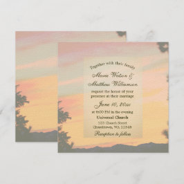 Bergsolsnedgång Bröllop Inbjudningar