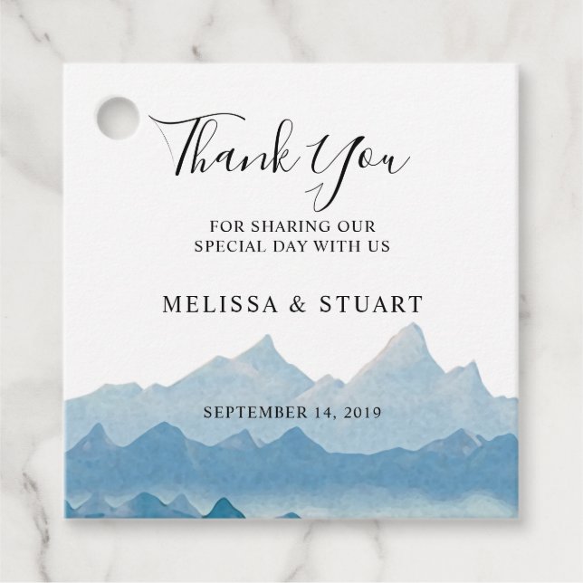 Bergsområde Bröllop Tack Gåvor Etiketter (Framsida)
