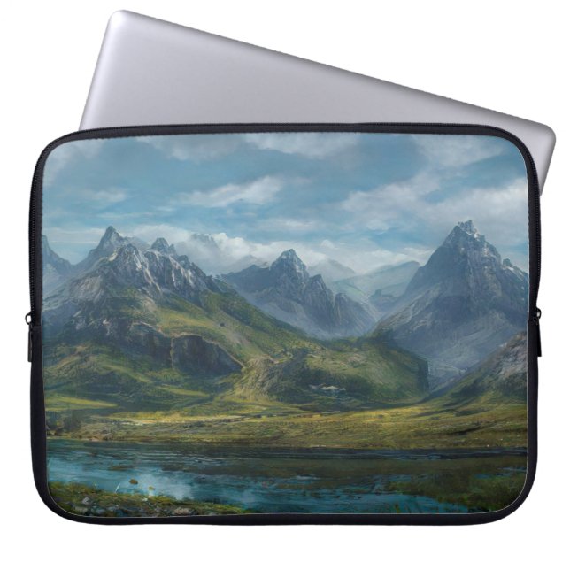 Bergsområden gräsmark laptop fodral (Framsidan)