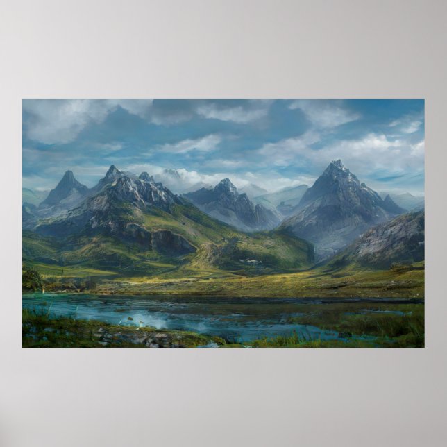 Bergsområden gräsmark poster (Framsidan)